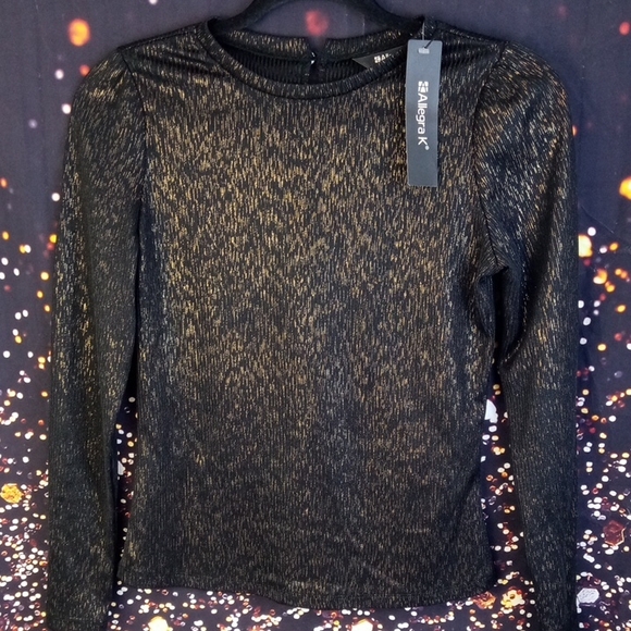 Allegra K Tops - 💩 Allegra K Black and Gold Long Sleeve Top